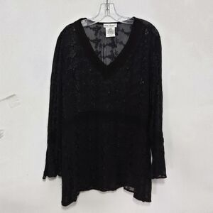 ULLA POPKEN EMBROIDERED SEQUINED SEMI SHEER BLOUSE 16/18
